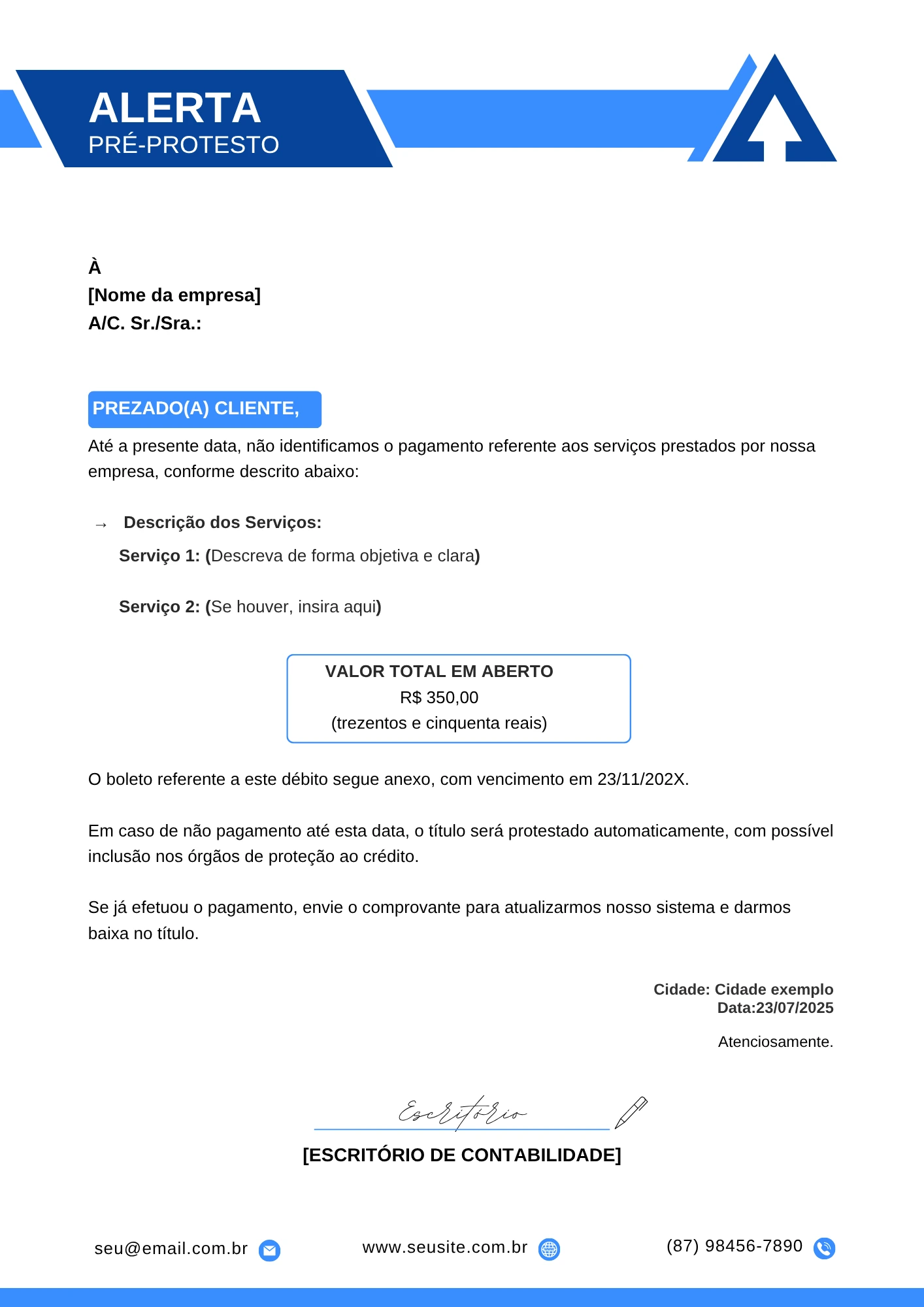 Alerta Pré-Protesto - Carta de Cobrança - Prodocscontabil
