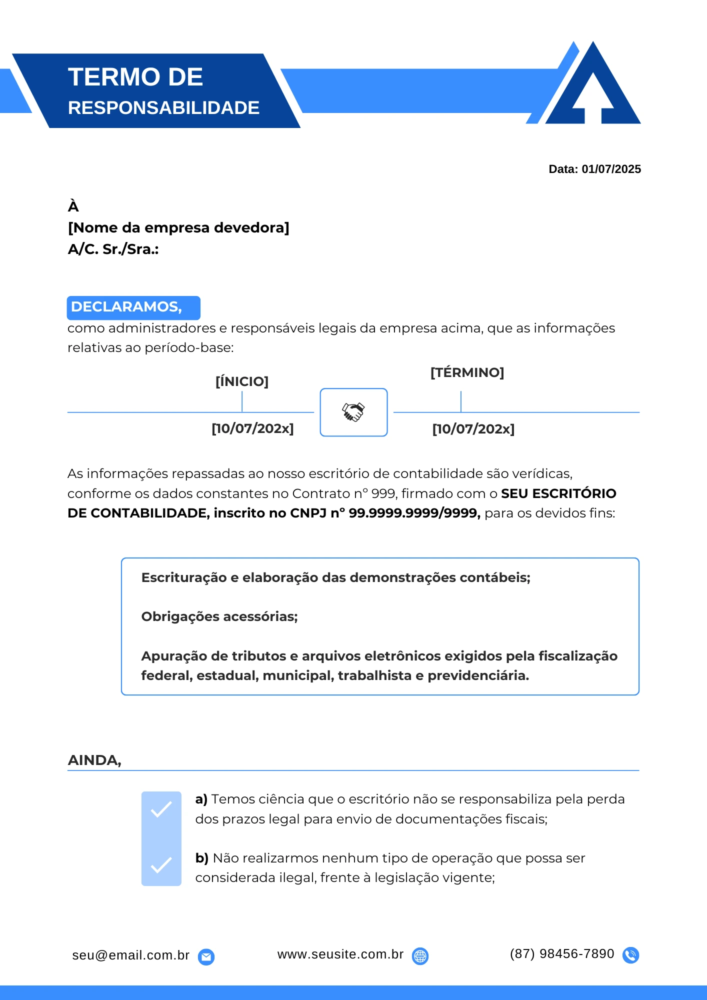 Termo de Responsabilidade - Carta de Cobrança - Prodocscontabil